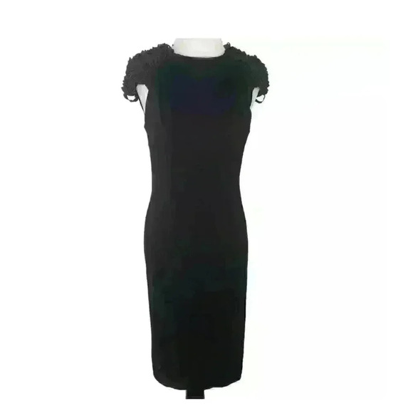 Bebe Dresses & Skirts - Bebe Womens Pencil Dress Sz S Black Midi Knot Shoulder